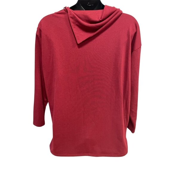 XXL (20) Split Neck Tunic Sweater Rose Wine Red Button Neck - Picture 3 of 7